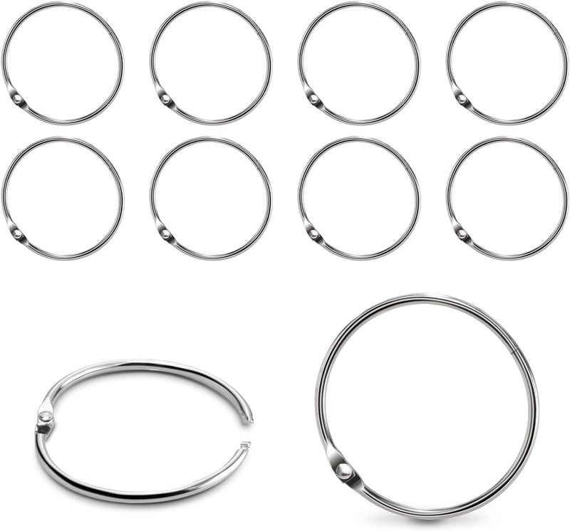 ManTangSun 15 Pack 1-1/2" Metal Binder Rings Paper Loose Leaf Loop Book Clip 1.5" O-Rings for Key Ring, Scrapbook, Index Card, Silver, 38mm - Image 1